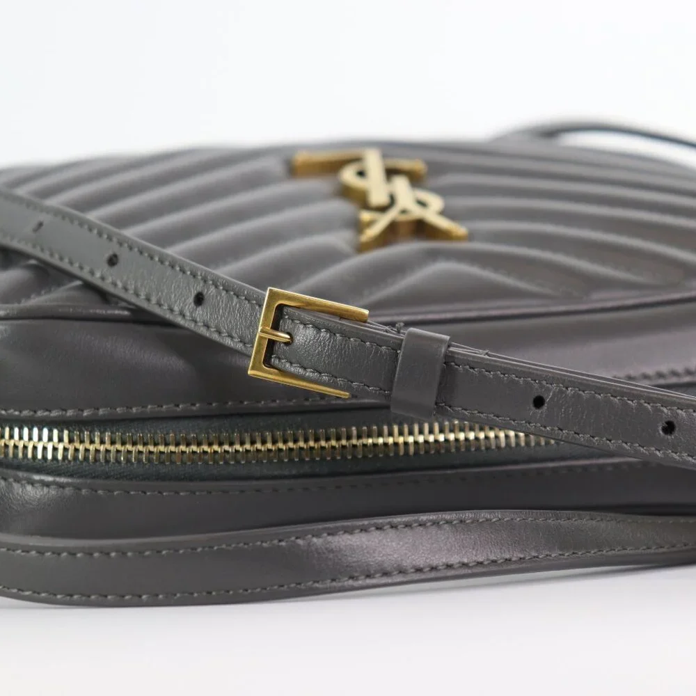 Saint Laurent Calfskin Matelasse YSL Monogram Lou Camera Bag Storm - Picture 15 of 16